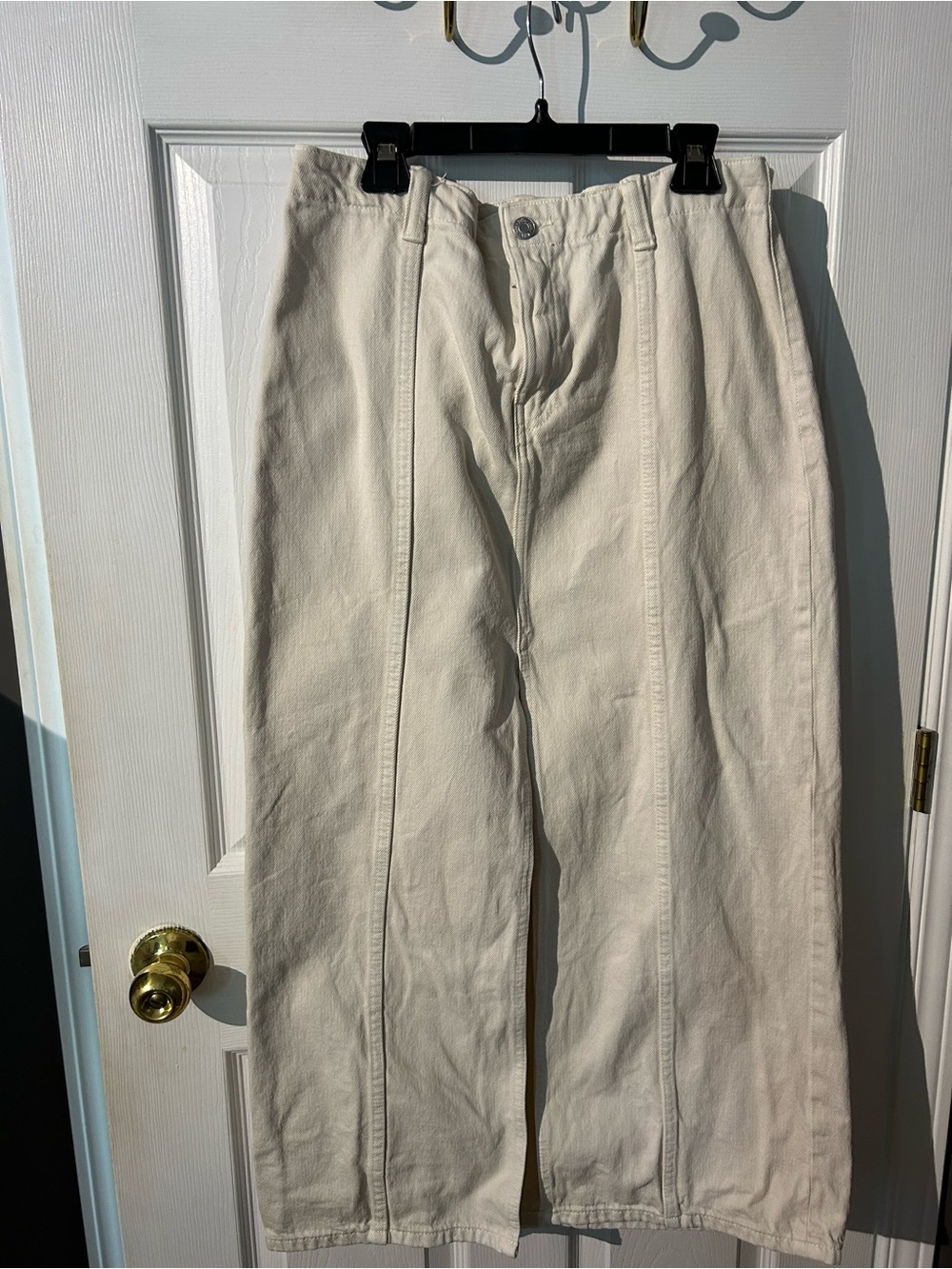 Zara Natural Cream Denim Maxi Skirt